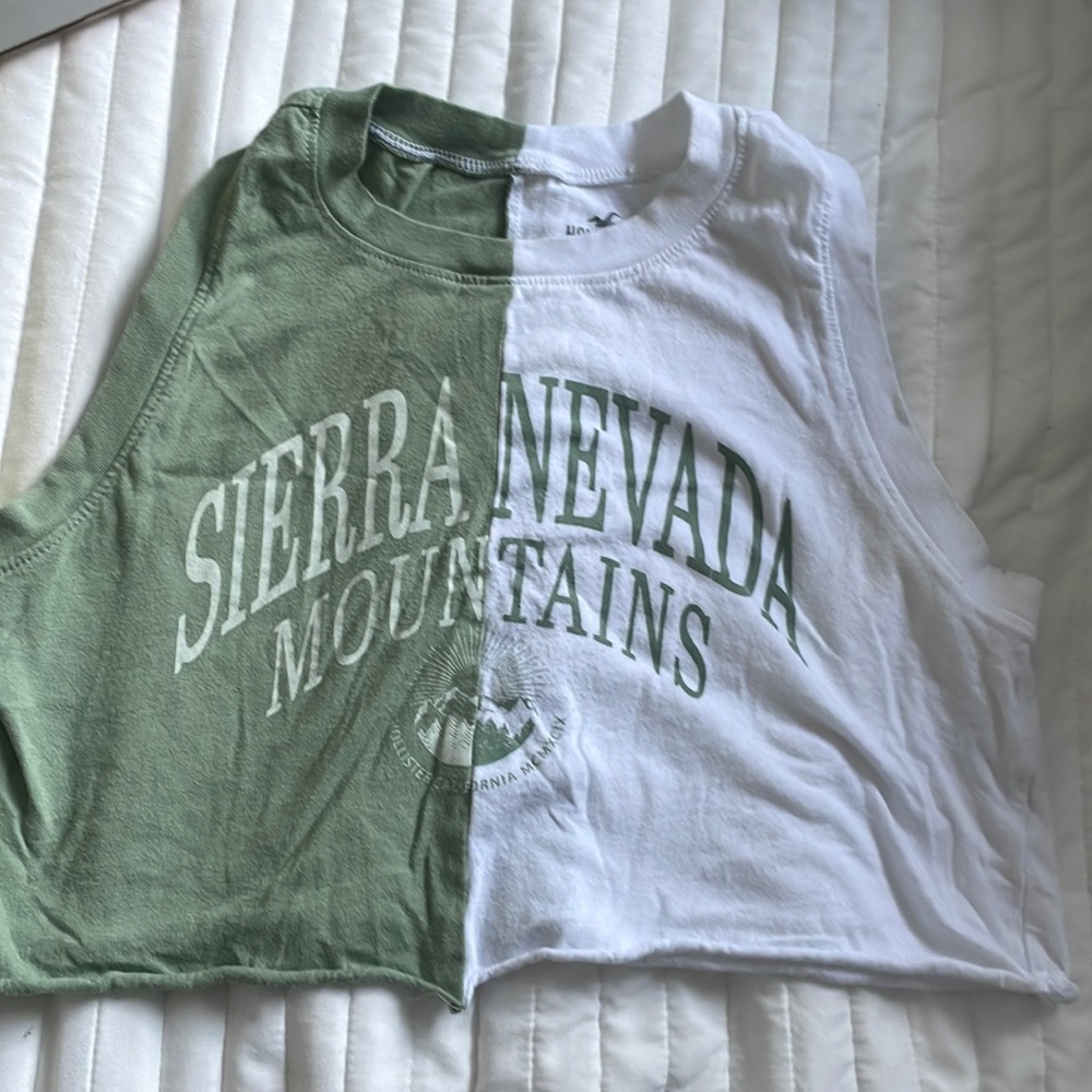 green and white hollister crop top Y2K